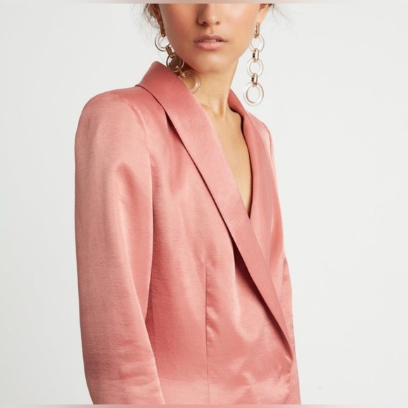 NEW Women's Choosy Sunset Vibes Pink Satin Double Breasted Coat Dress Size 16 - Picture 4 of 15